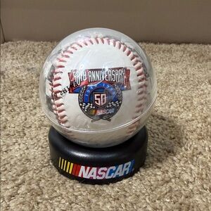 Nascar 50th anniversary baseball with stand